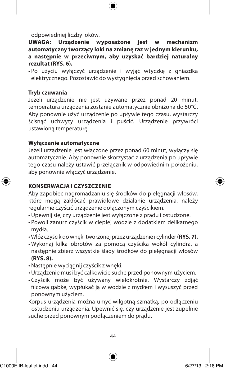 Babyliss C1000E Curl Secret User Manual | Page 44 / 56