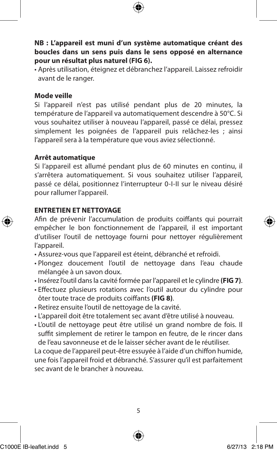 Babyliss C1000E Curl Secret User Manual | Page 5 / 56