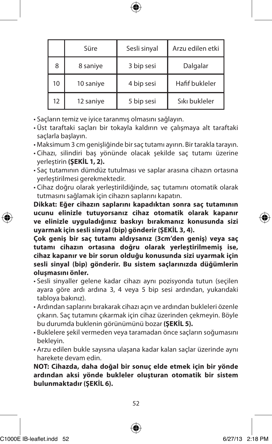 Babyliss C1000E Curl Secret User Manual | Page 52 / 56