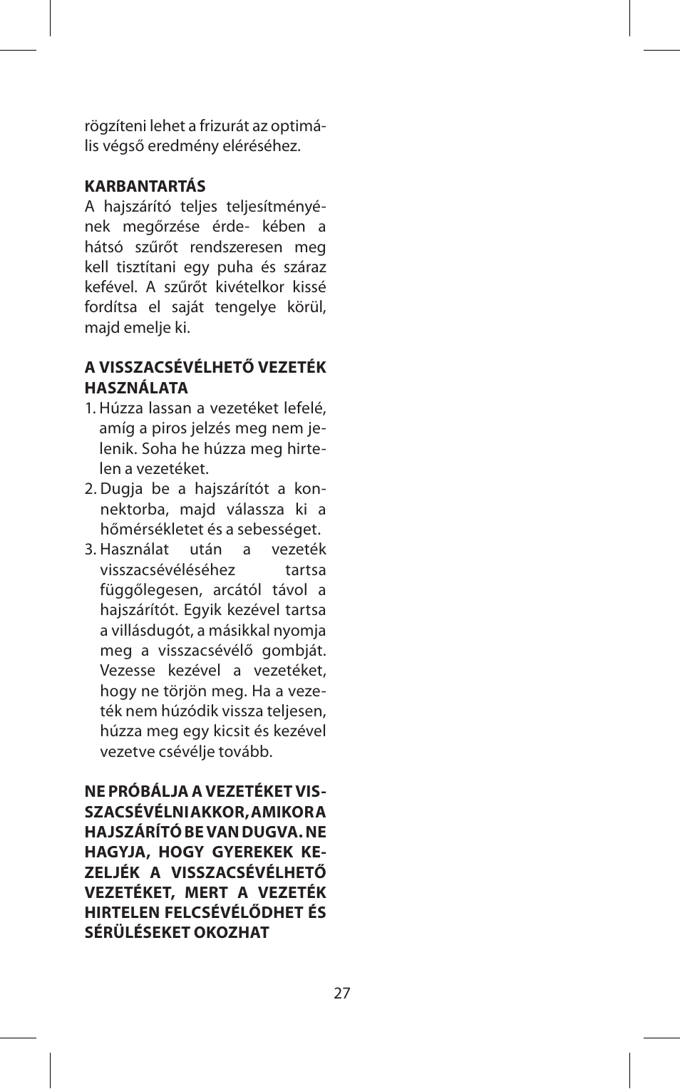 Babyliss D171E Expert User Manual | Page 27 / 36