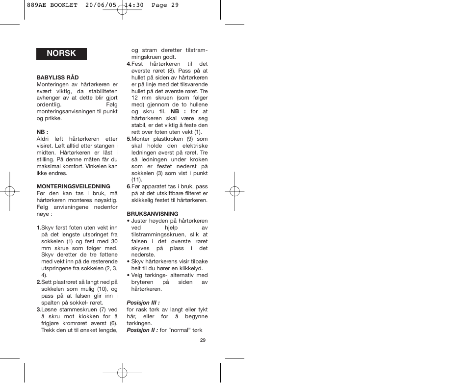 Norsk | Babyliss 889AE User Manual | Page 29 / 53