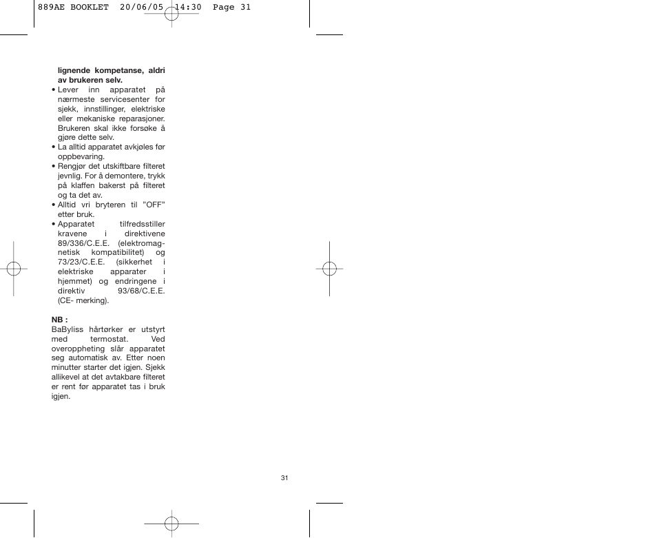 Babyliss 889AE User Manual | Page 31 / 53