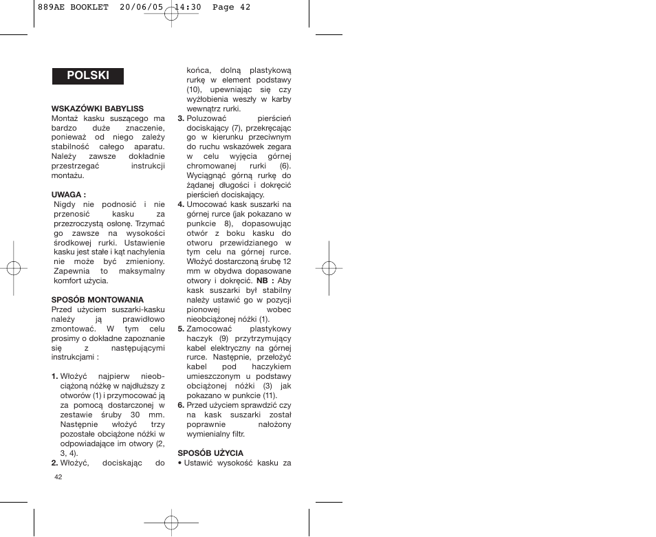 Polski | Babyliss 889AE User Manual | Page 42 / 53