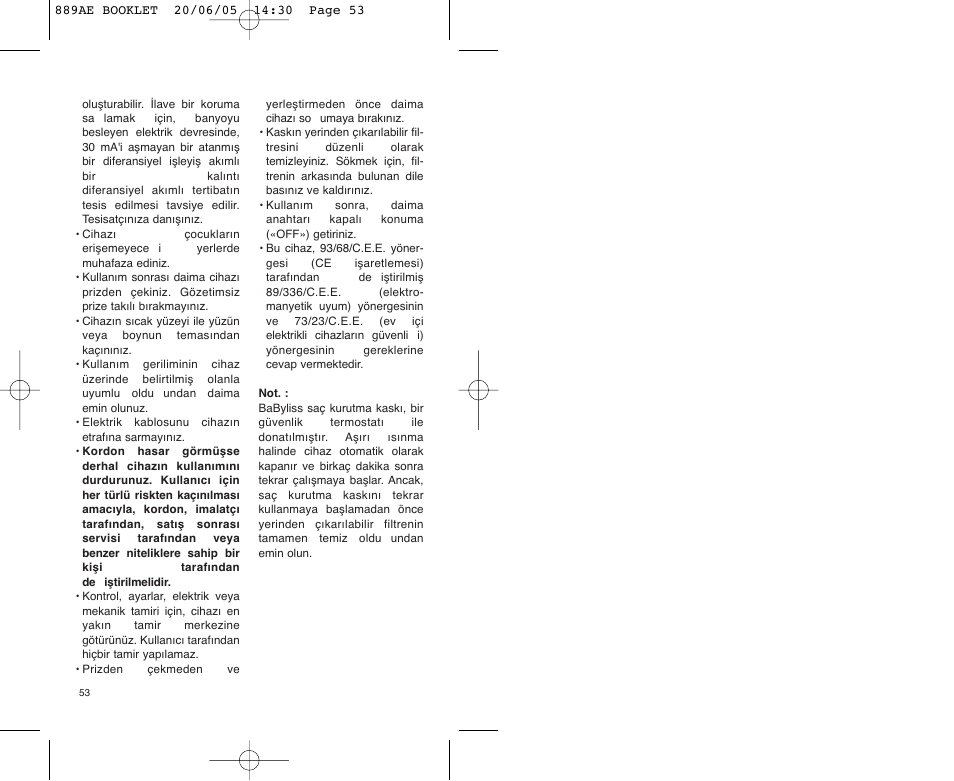 Babyliss 889AE User Manual | Page 53 / 53