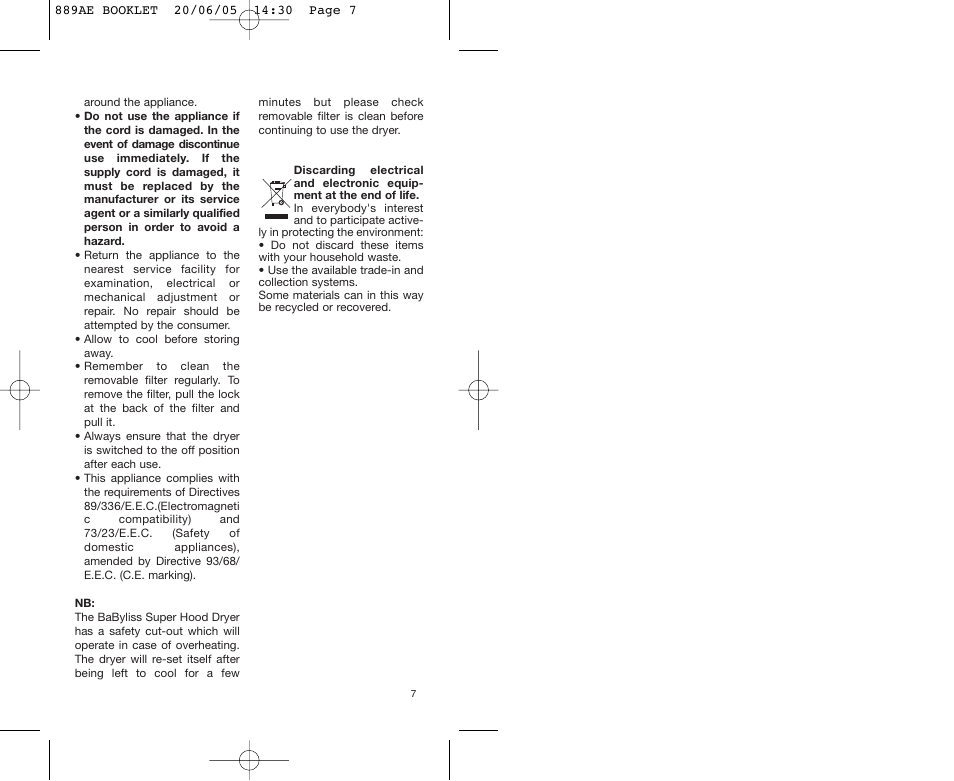 Babyliss 889AE User Manual | Page 7 / 53