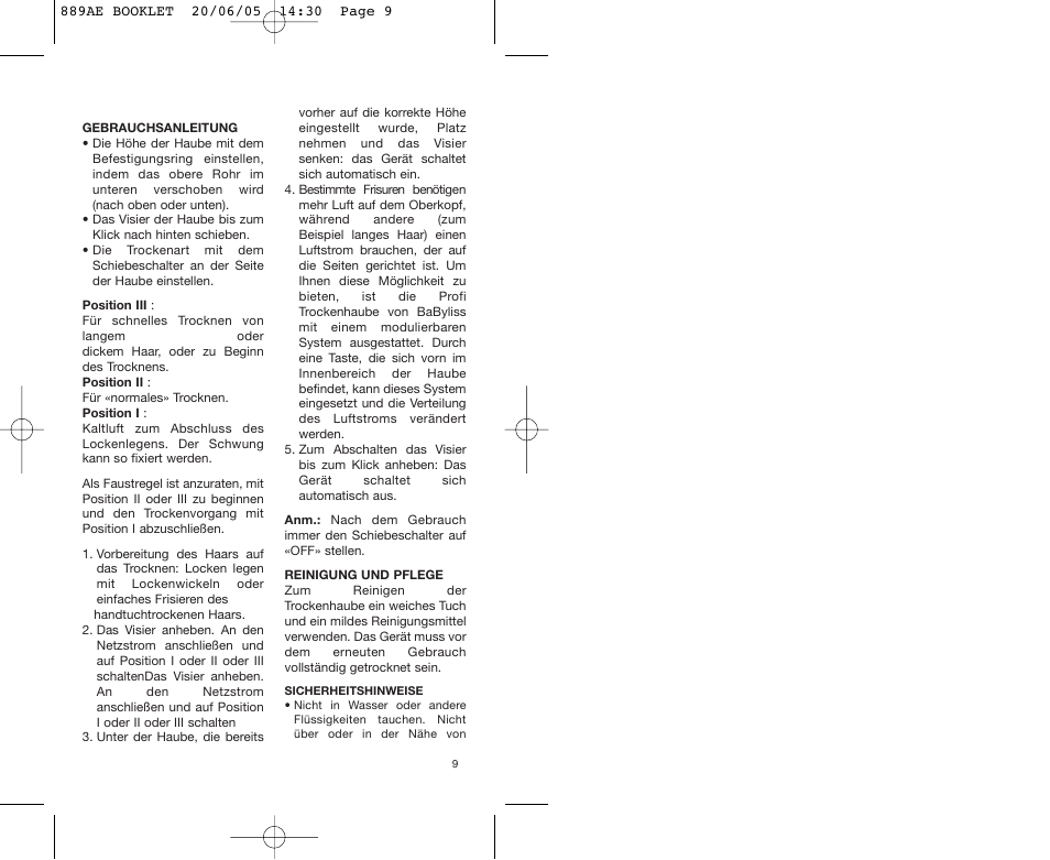 Babyliss 889AE User Manual | Page 9 / 53