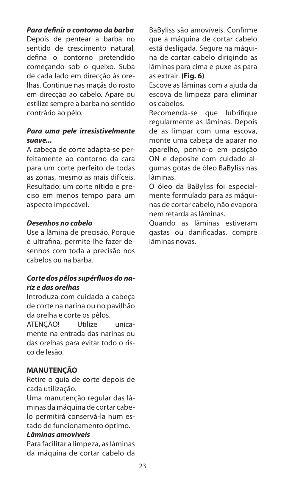 Babyliss E830XE X-8 User Manual | Page 23 / 56
