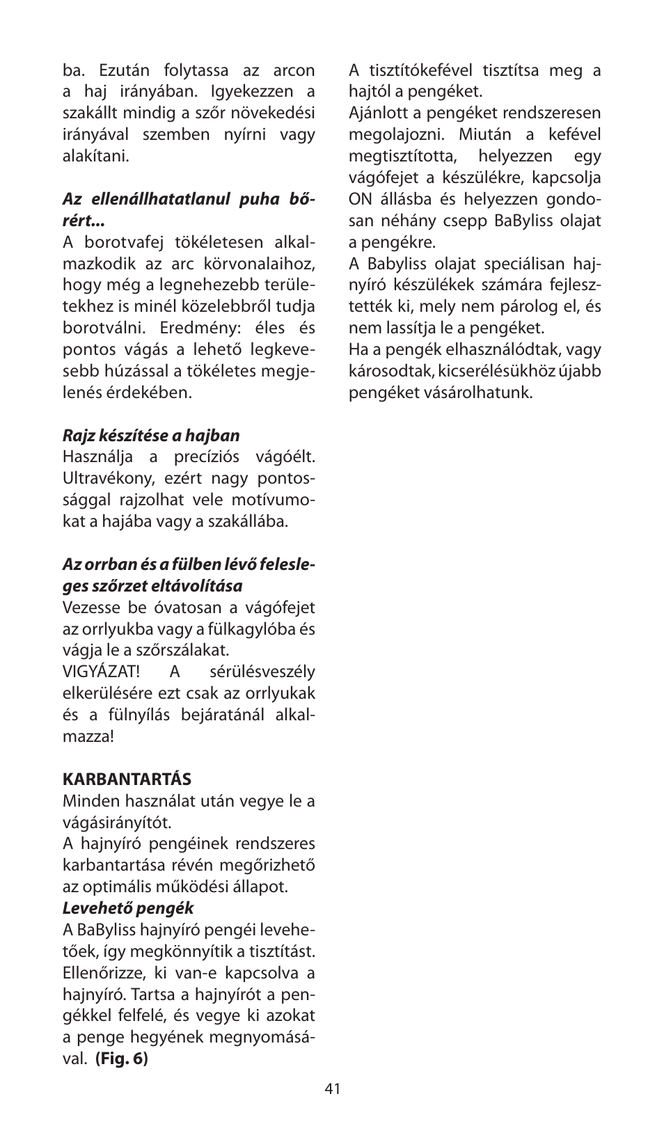 Babyliss E830XE X-8 User Manual | Page 41 / 56