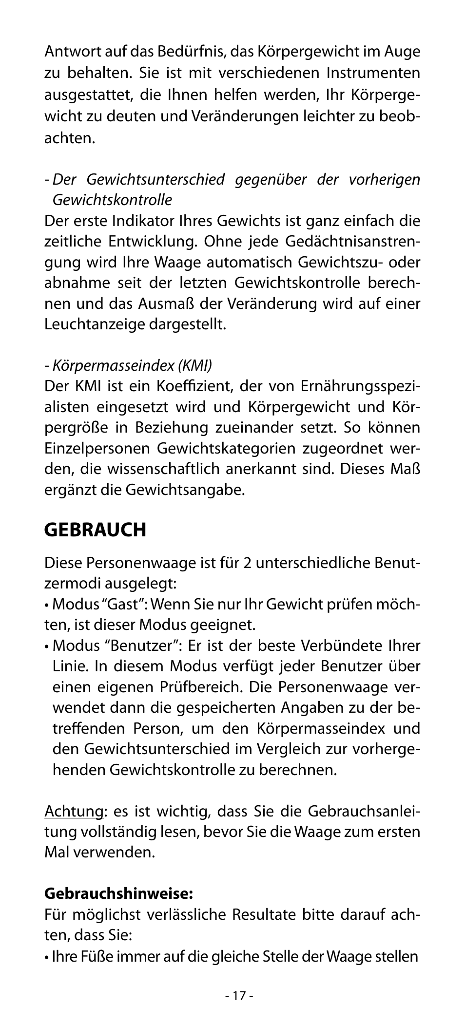 Gebrauch | Babyliss SL33E PESE-PERSONNE ELECTRONIQUE COACHING User Manual | Page 17 / 78