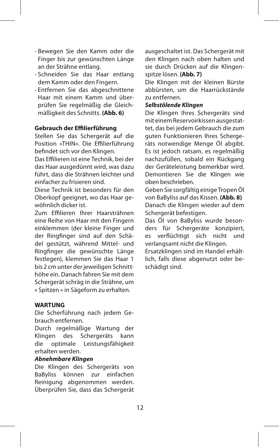 Babyliss E763XDE/764XDE Hair clipper User Manual | Page 12 / 56
