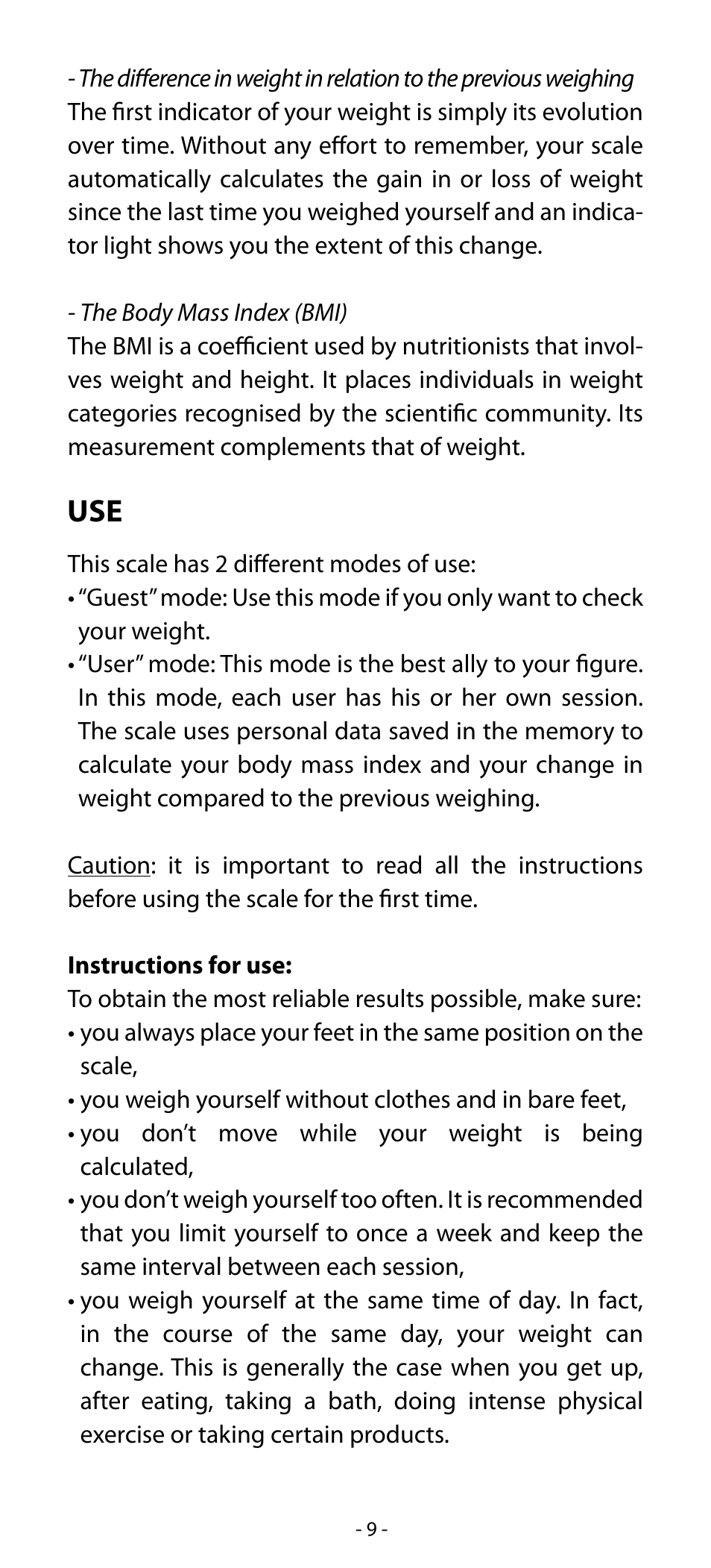 Babyliss SL31 Electronic Monitoring Scale User Manual | Page 9 / 72