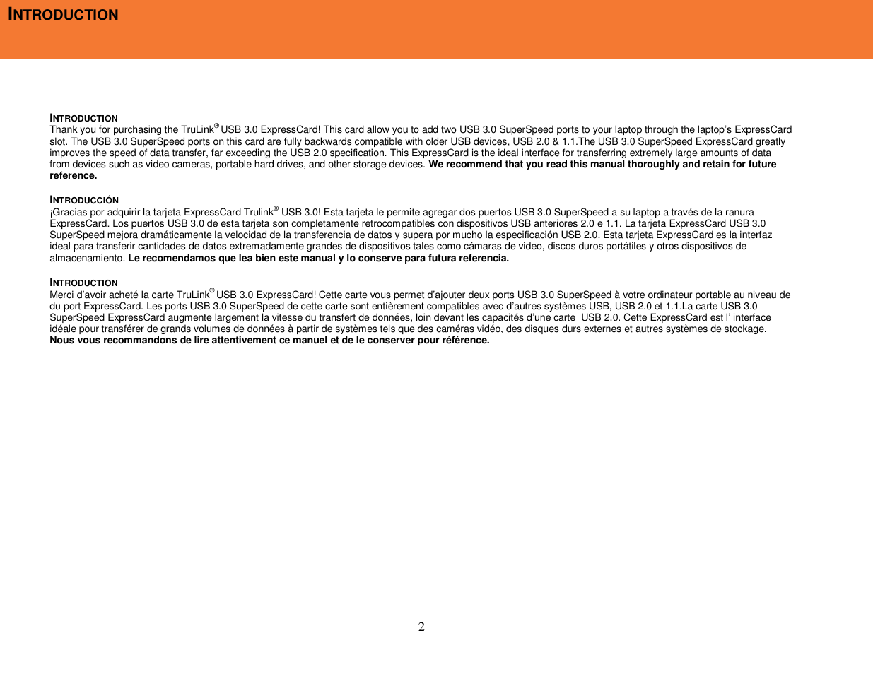 Ntroduction | C2G 29059 SUPERSPEED EXPRESS CARD User Manual | Page 3 / 13
