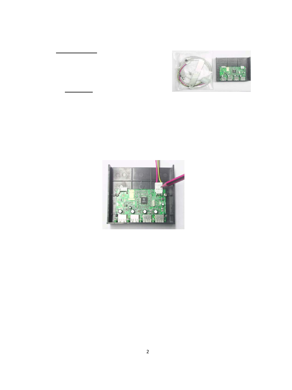 C2G 29553 USB 2.0 3.25 Internal Hub- 4-Port User Manual | Page 2 / 6