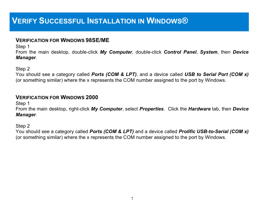 C2G 22429 USB TO SERIAL ADAPTER User Manual | Page 8 / 15