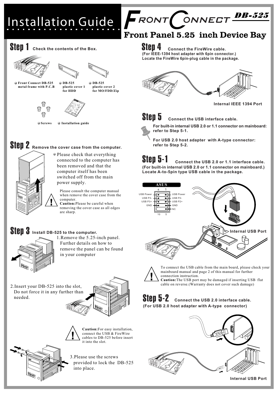 C2G 27037 DB-525 Front Panel 5.25 inch Device Bay User Manual | 1 page