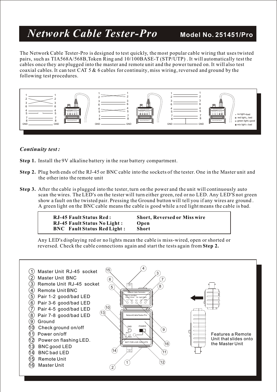 C2G 26854 Network Cable Tester-Pro User Manual | 2 pages