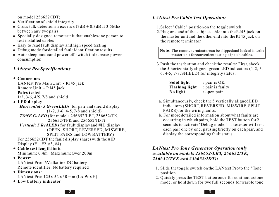 C2G 26847 LANtest Pro 256652 User Manual | Page 3 / 6