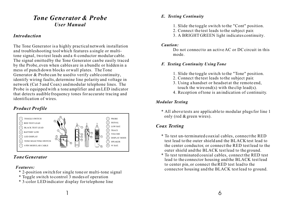 C2G 26844 Tone Generator & Probe User Manual | 4 pages