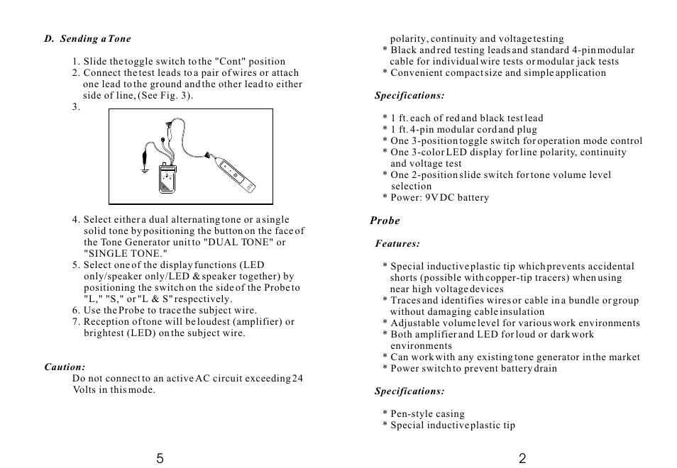 C2G 26844 Tone Generator & Probe User Manual | Page 3 / 4