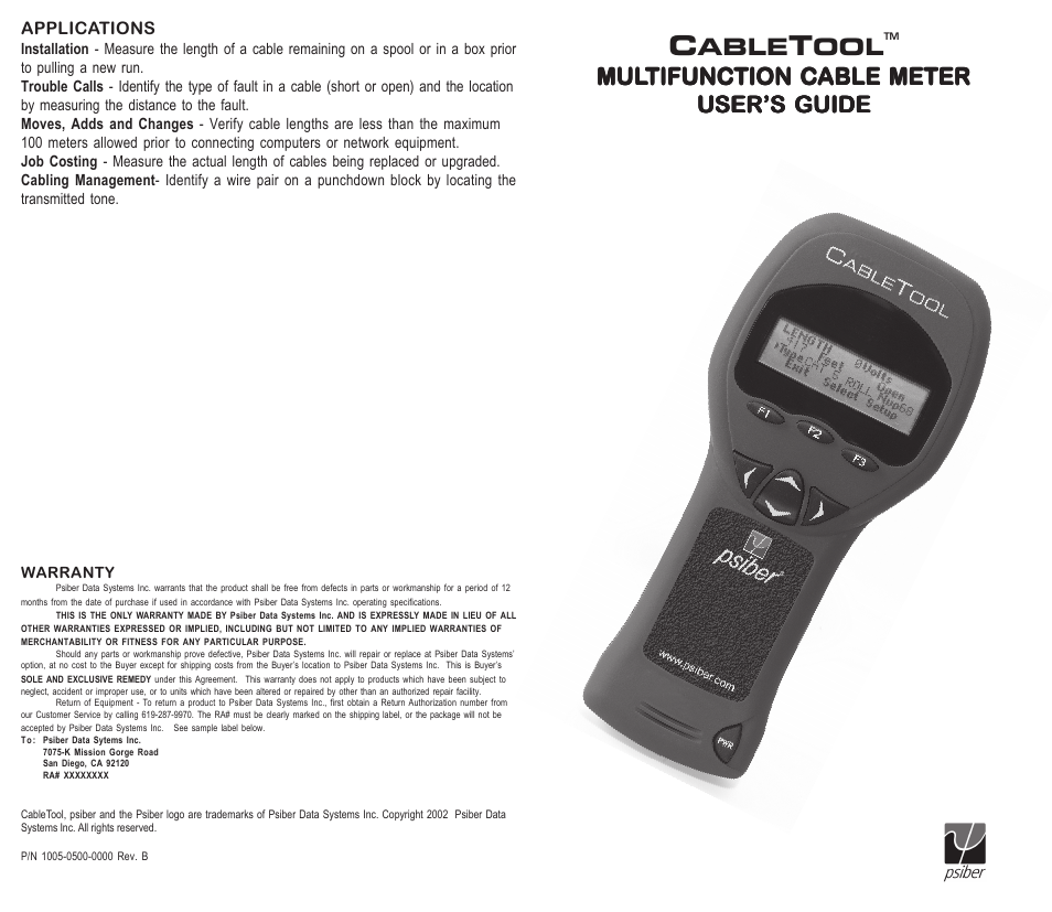 C2G 29404 Multifunction Cable Meter User Manual | 4 pages