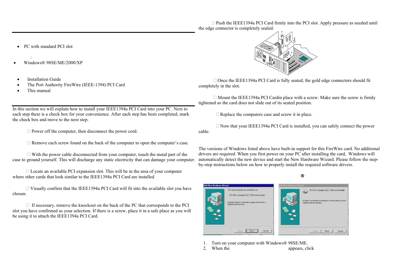 C2G 29999 PORT AUTHORITY 3-PORT FIREWIRE PCI CARD User Manual | 2 pages