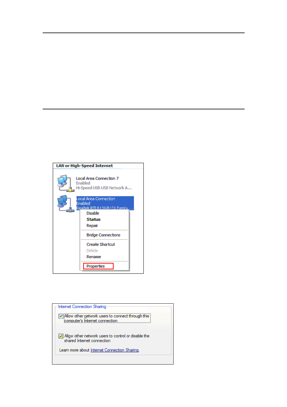 Internet connection sharing | C2G 39979 PCLinq2 Hi-Speed USB Bridge-Network Cable User Manual | Page 3 / 8