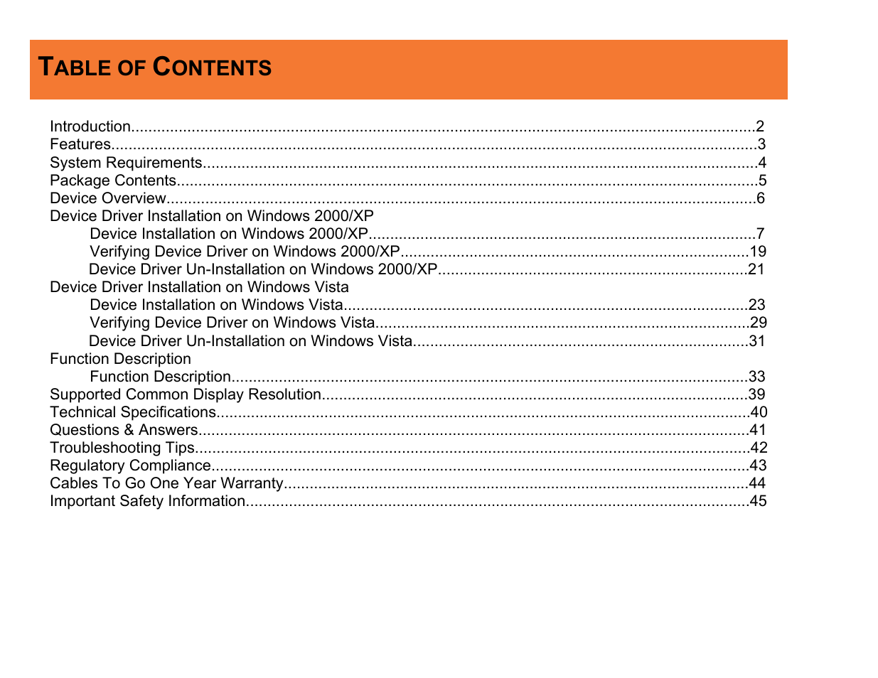 C2G 30535 USB 2.0 TO DVI-I ADAPTER User Manual | Page 2 / 48
