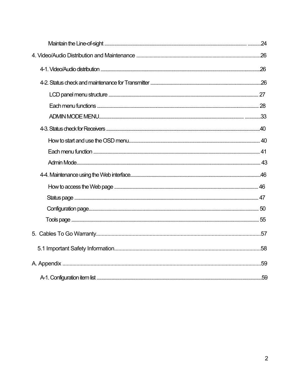 C2G 29505 WIRELESS DIGITAL SIGNAGE DISTRIBUTION SYSTEM User Manual | Page 3 / 70