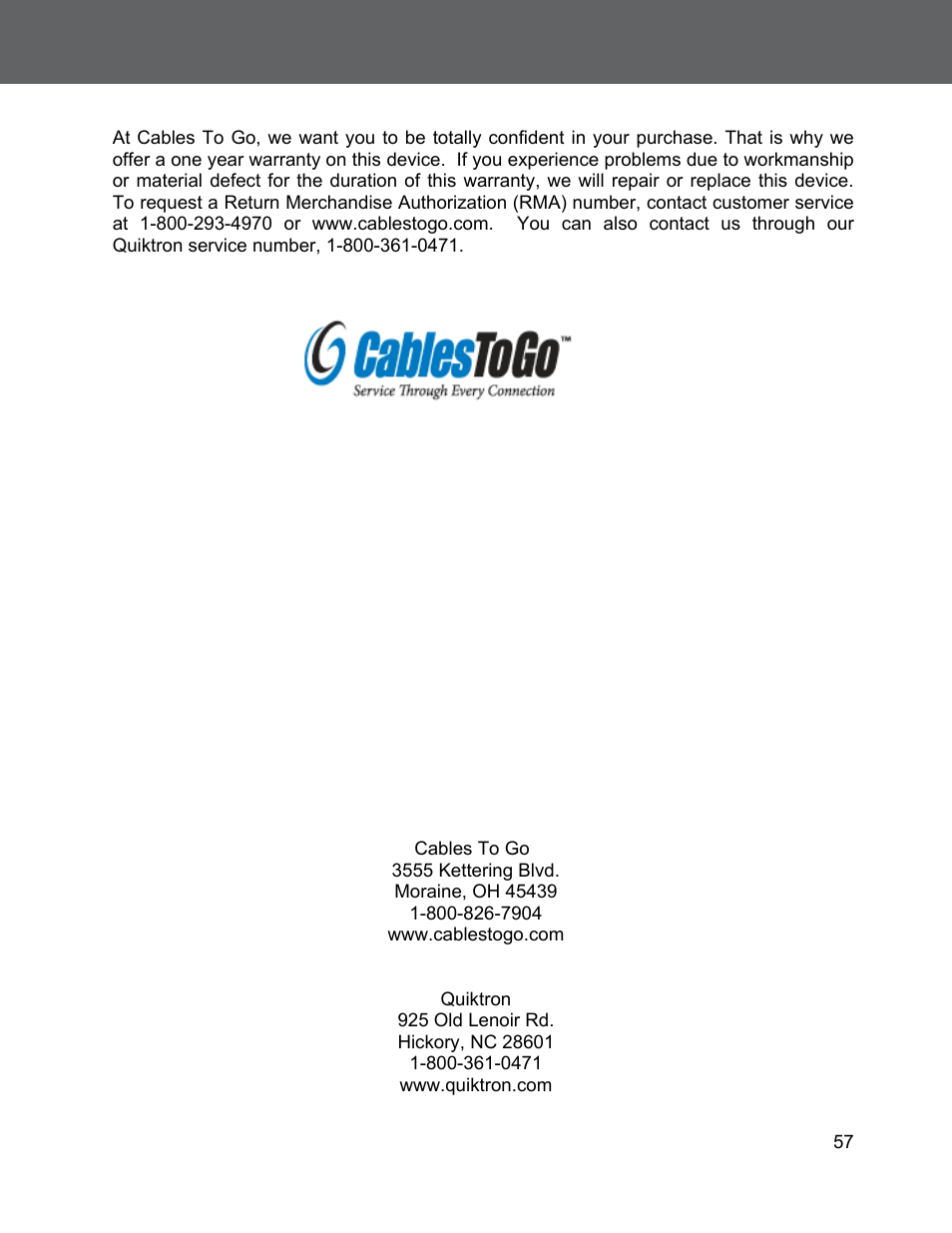 Ables, Arranty, Tatement | C2G 29505 WIRELESS DIGITAL SIGNAGE DISTRIBUTION SYSTEM User Manual | Page 58 / 70