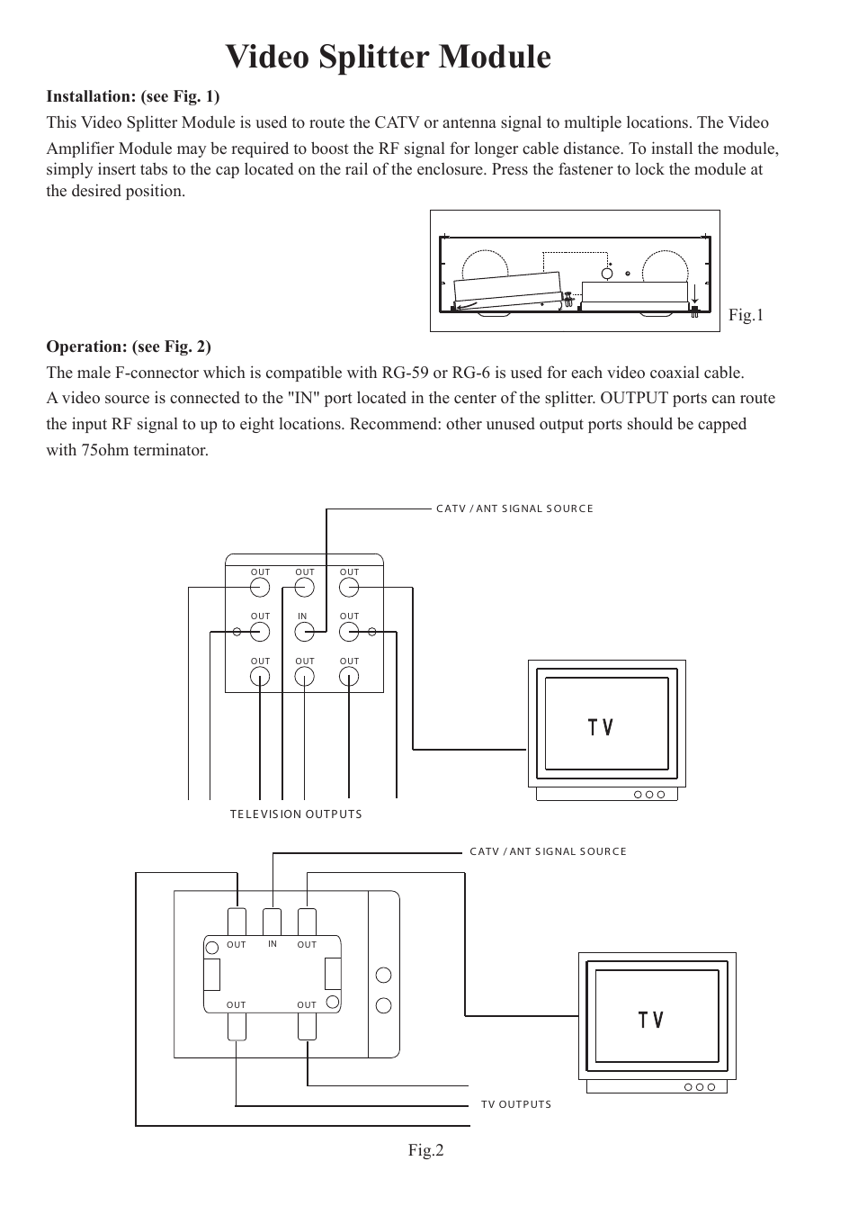 C2G 37015 Video Splitter Module User Manual | 1 page