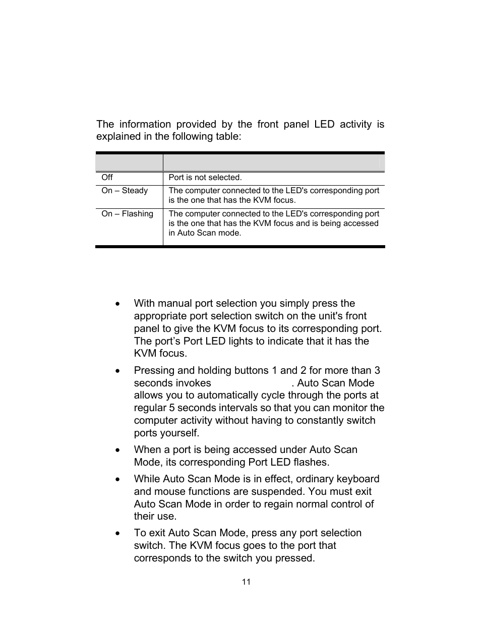 Operation, Led display, Manual port selection | C2G 52041 TruLink VGA and PS_2 KVM User Manual | Page 12 / 21