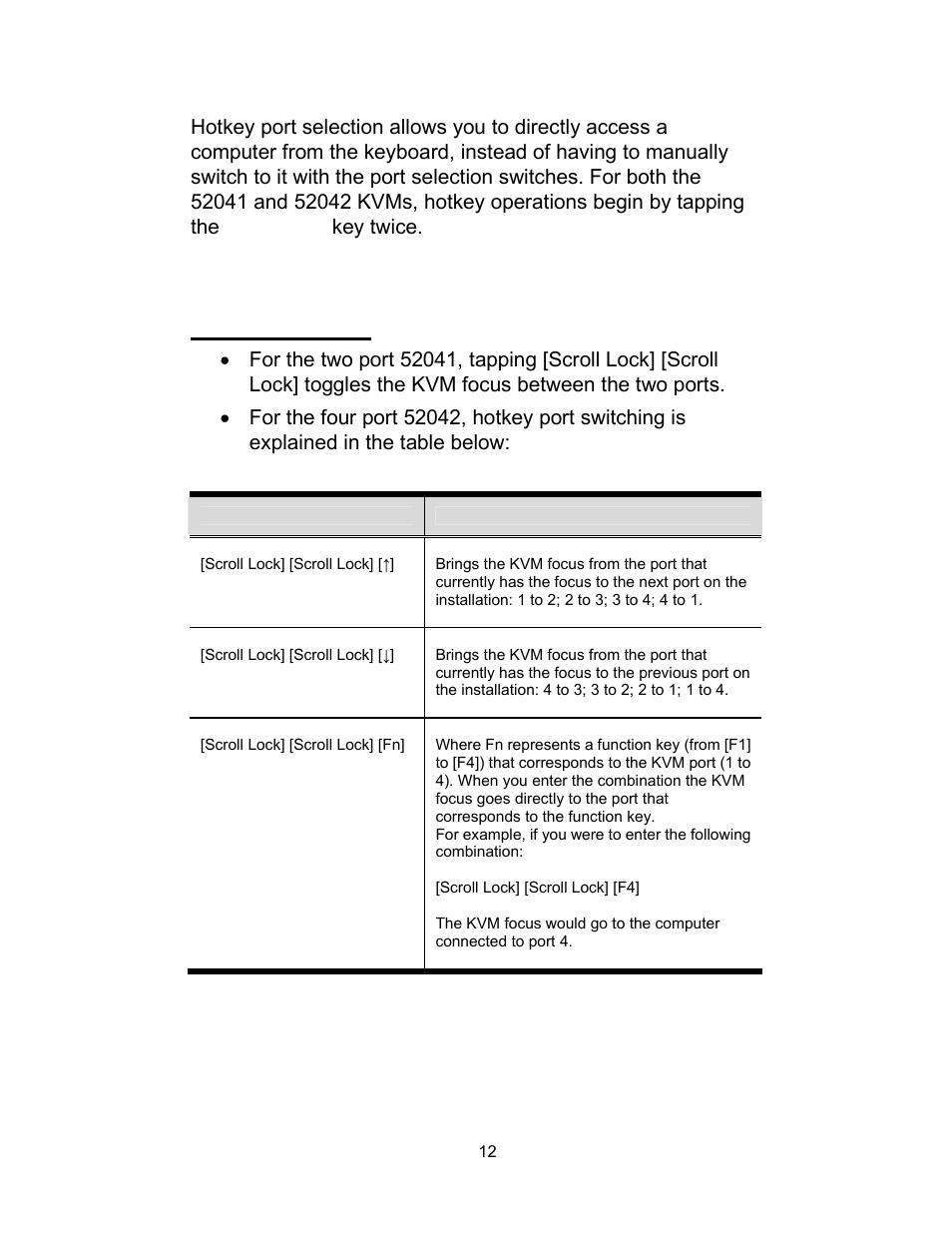 Hotkey port selection, Port selection | C2G 52041 TruLink VGA and PS_2 KVM User Manual | Page 13 / 21