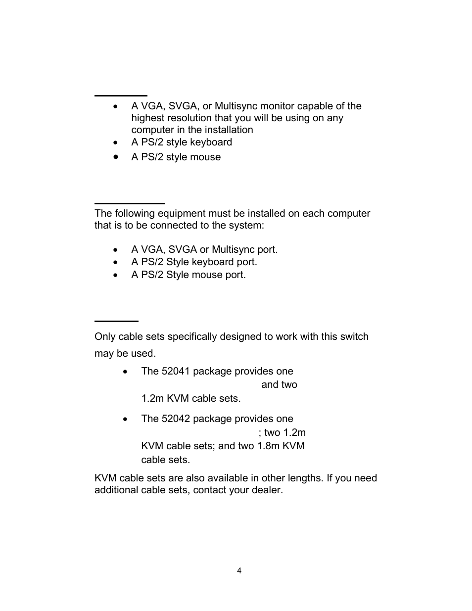 Requirements, Console, Computers | Cables | C2G 52041 TruLink VGA and PS_2 KVM User Manual | Page 5 / 21