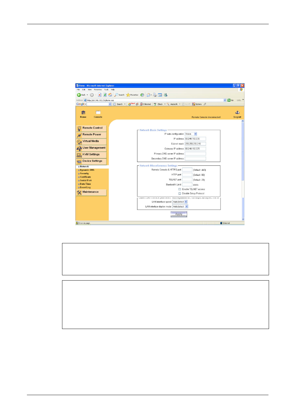 6 device settings | C2G 52064 Single Port KVM over IP User Manual | Page 64 / 90