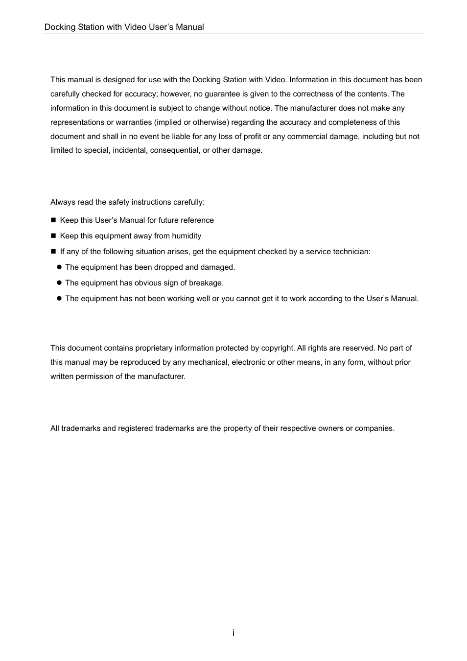 C2G 28653 Docking Station with Video User Manual | Page 2 / 31