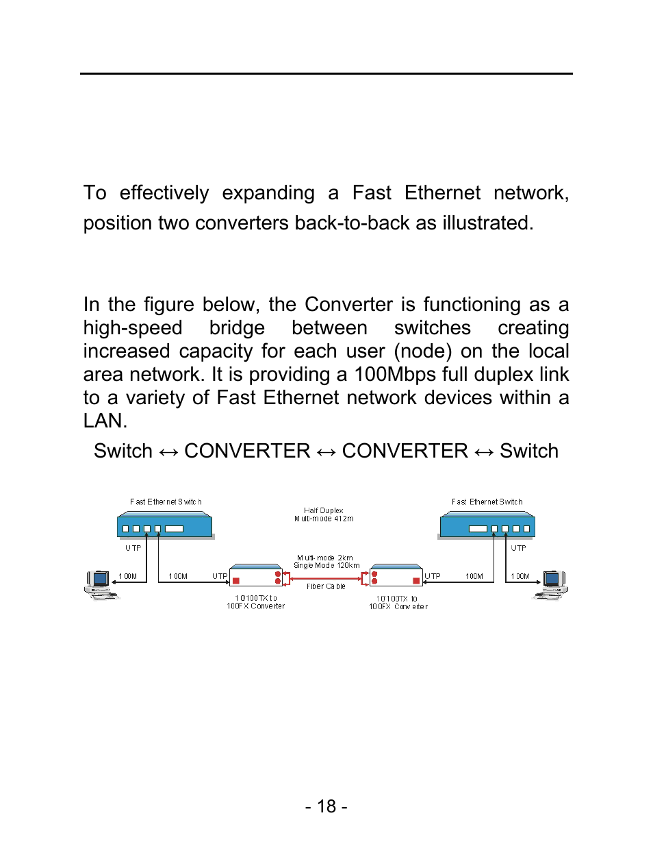 Appendix c, Application diagrams, Application diagram i | C2G 26630 10_100Base-TX to 100Base-TX Media Converter User Manual | Page 22 / 24