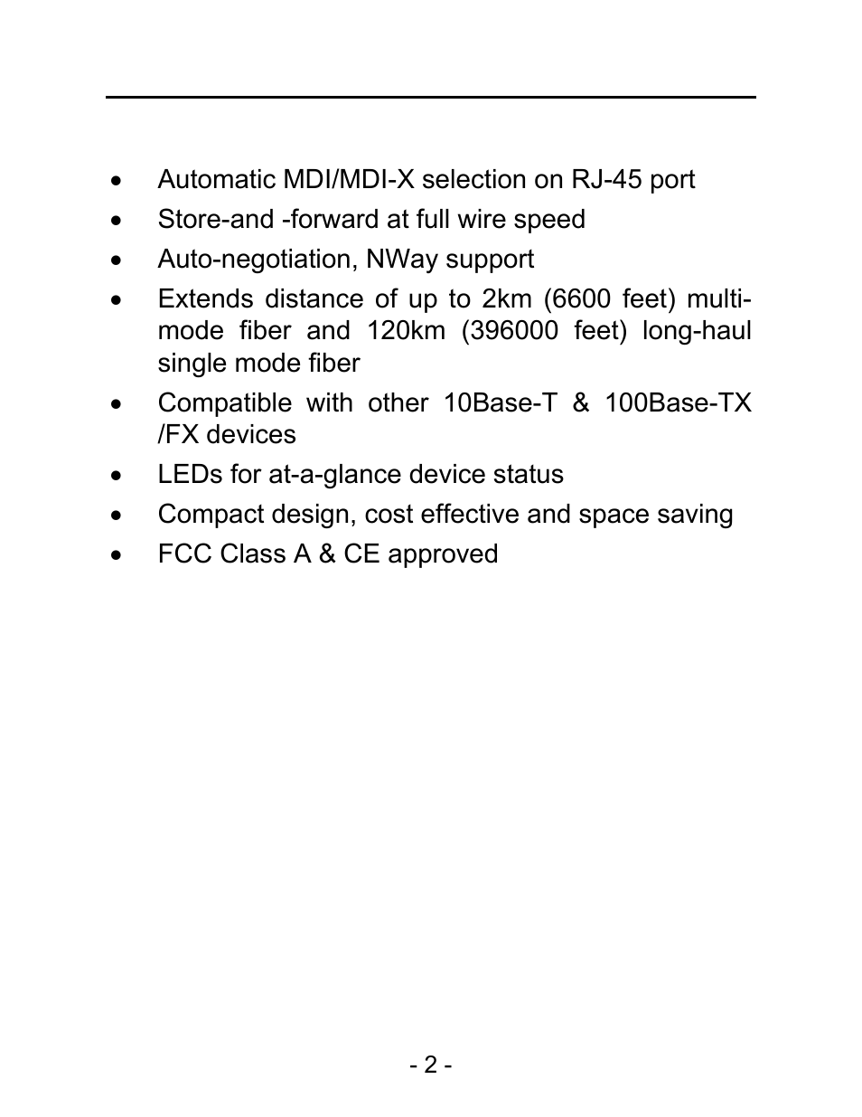 Features | C2G 26630 10_100Base-TX to 100Base-TX Media Converter User Manual | Page 6 / 24