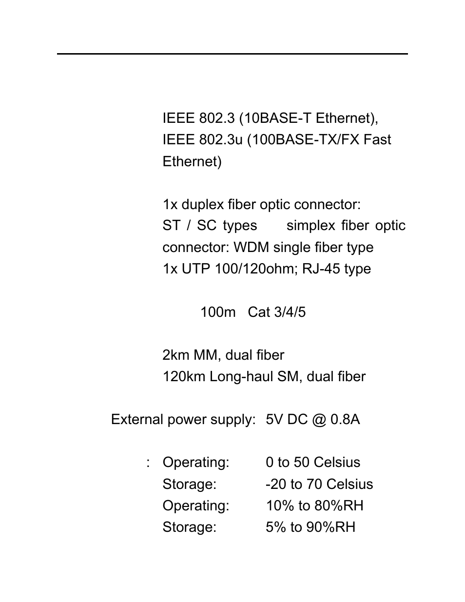 Specifications | C2G 26630 10_100Base-TX to 100Base-TX Media Converter User Manual | Page 7 / 24