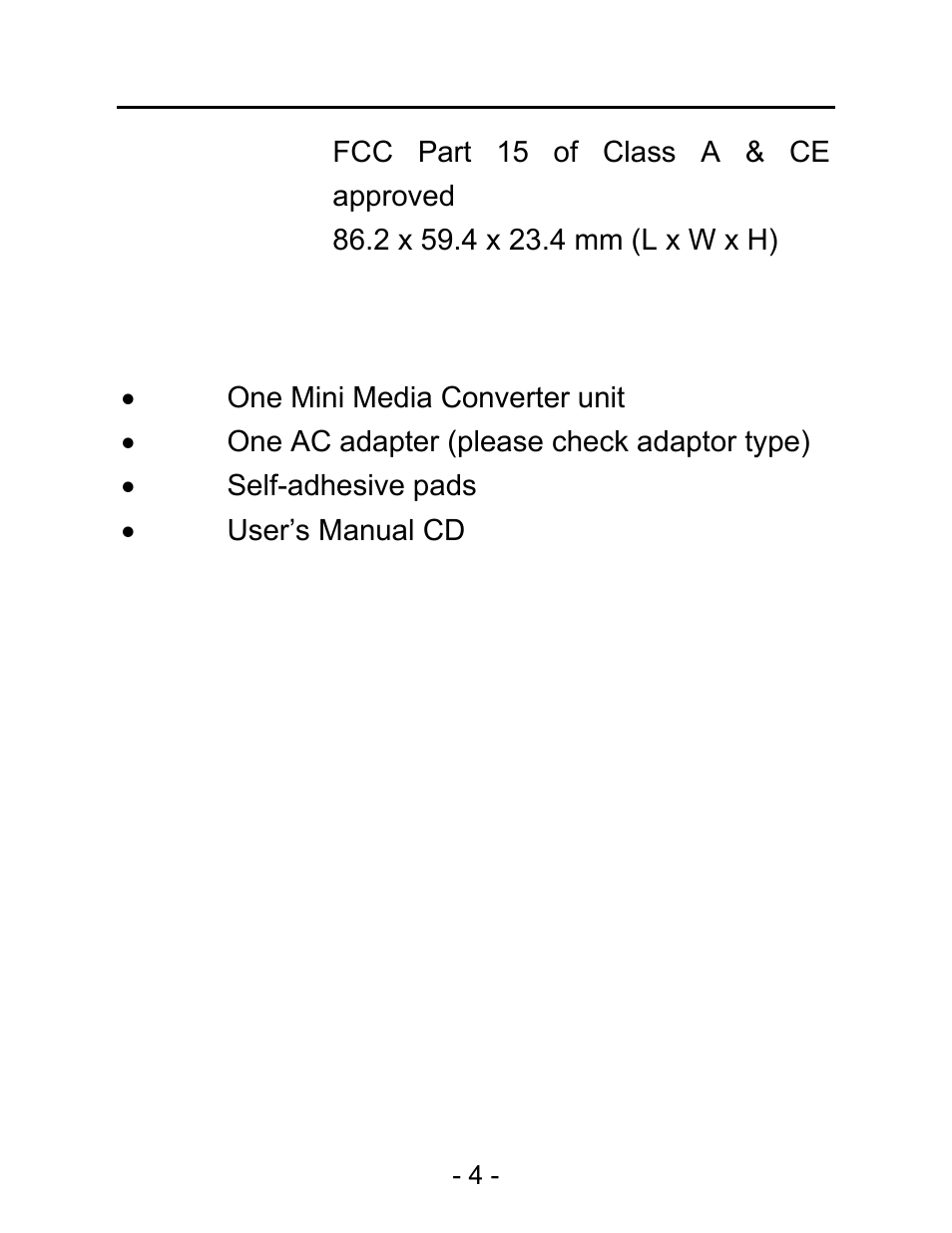 Package contents | C2G 26630 10_100Base-TX to 100Base-TX Media Converter User Manual | Page 8 / 24