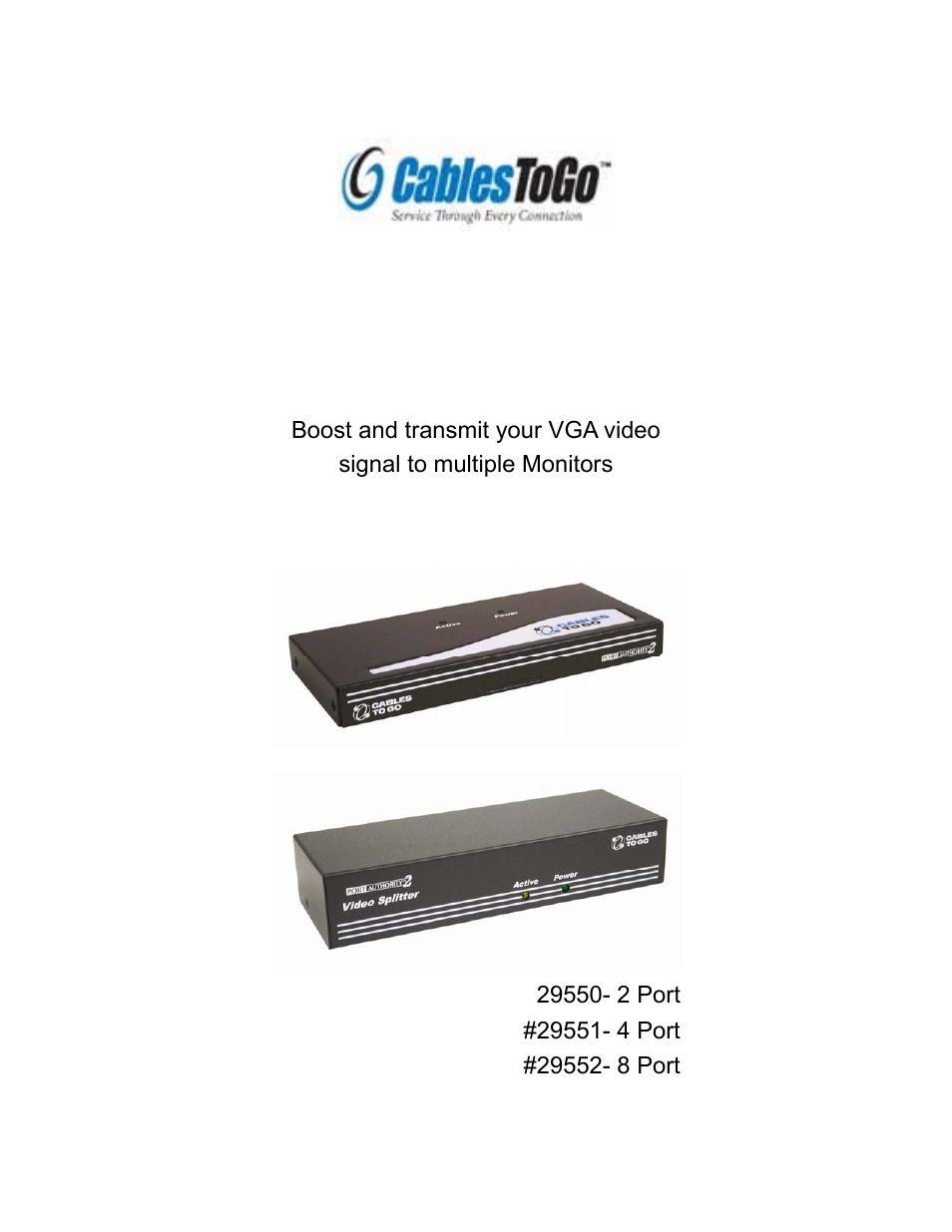 C2G 29550 Video Splitter Extender User Manual | 6 pages
