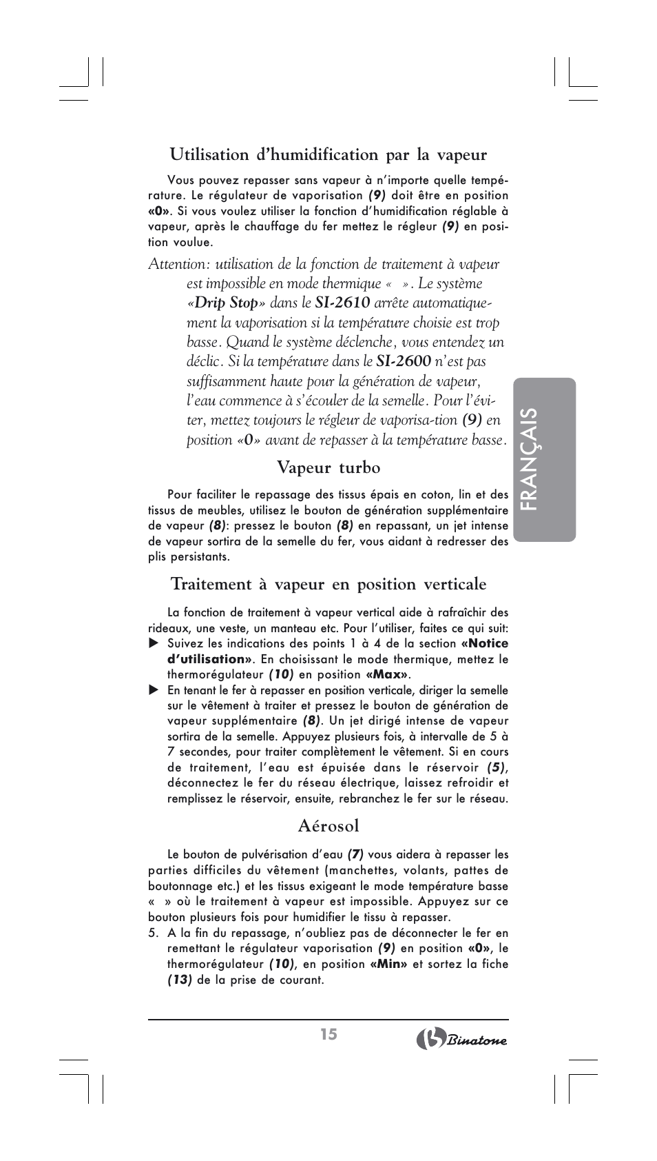 Français | Binatone SI-2600 User Manual | Page 15 / 38