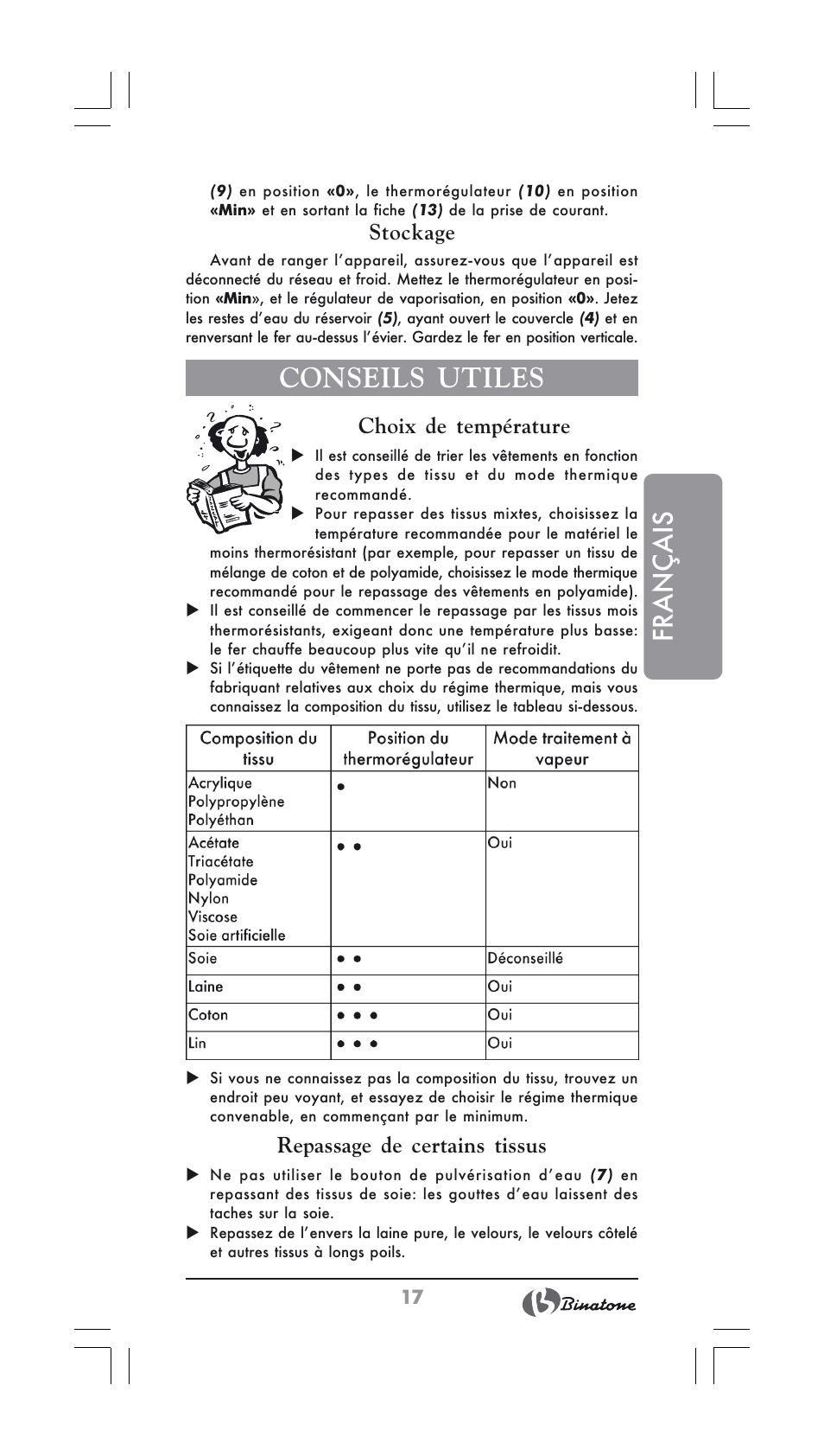 Français, Conseils utiles | Binatone SI-2600 User Manual | Page 17 / 38