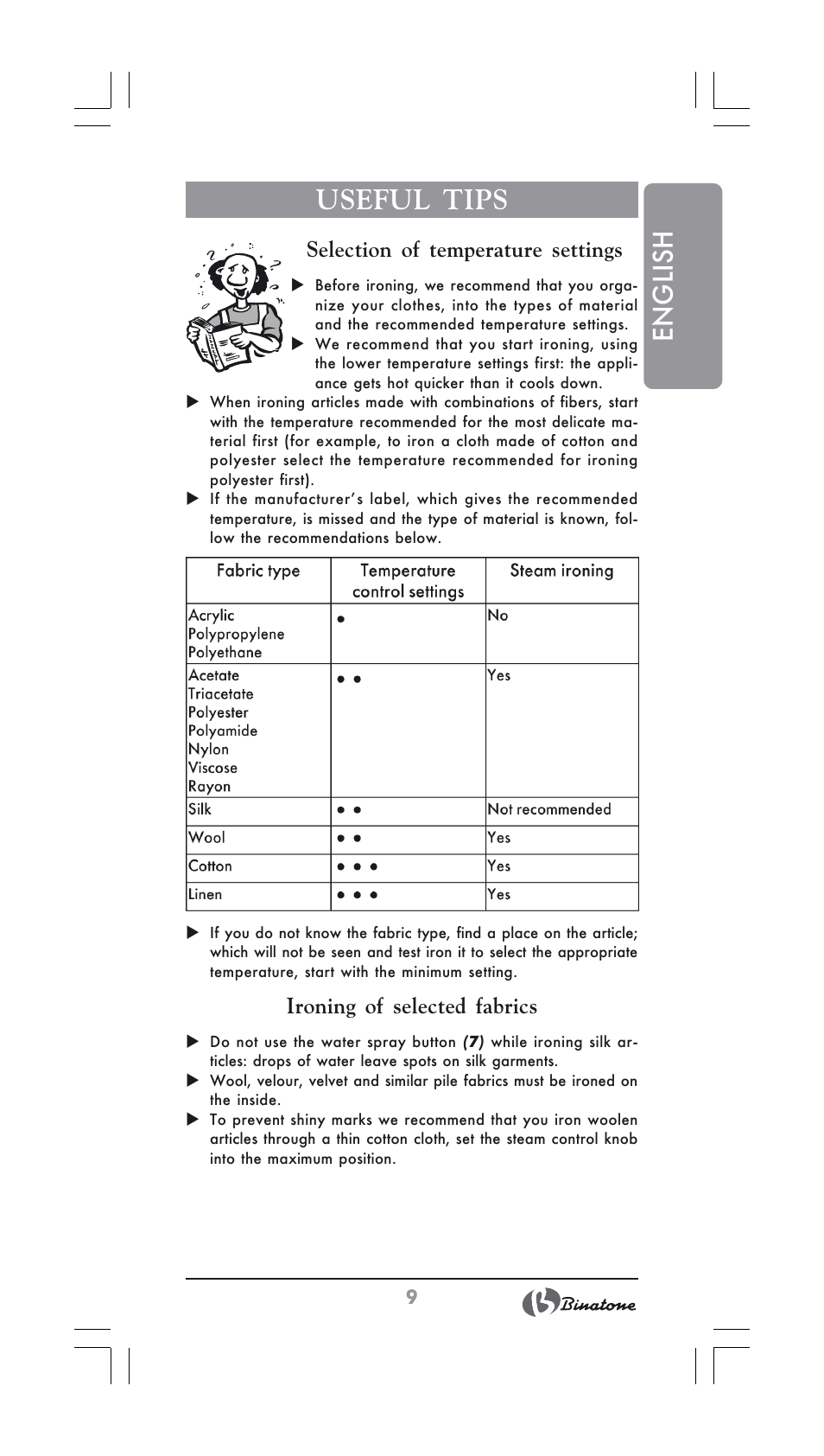 English useful tips | Binatone SI-2600 User Manual | Page 9 / 38