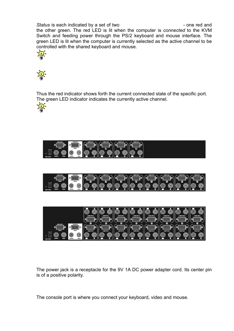 Rear view, Power jack 1.3.2.2. console port | C2G 32568 UKV-048OSD_088OSD_0168OSD User Manual | Page 11 / 33