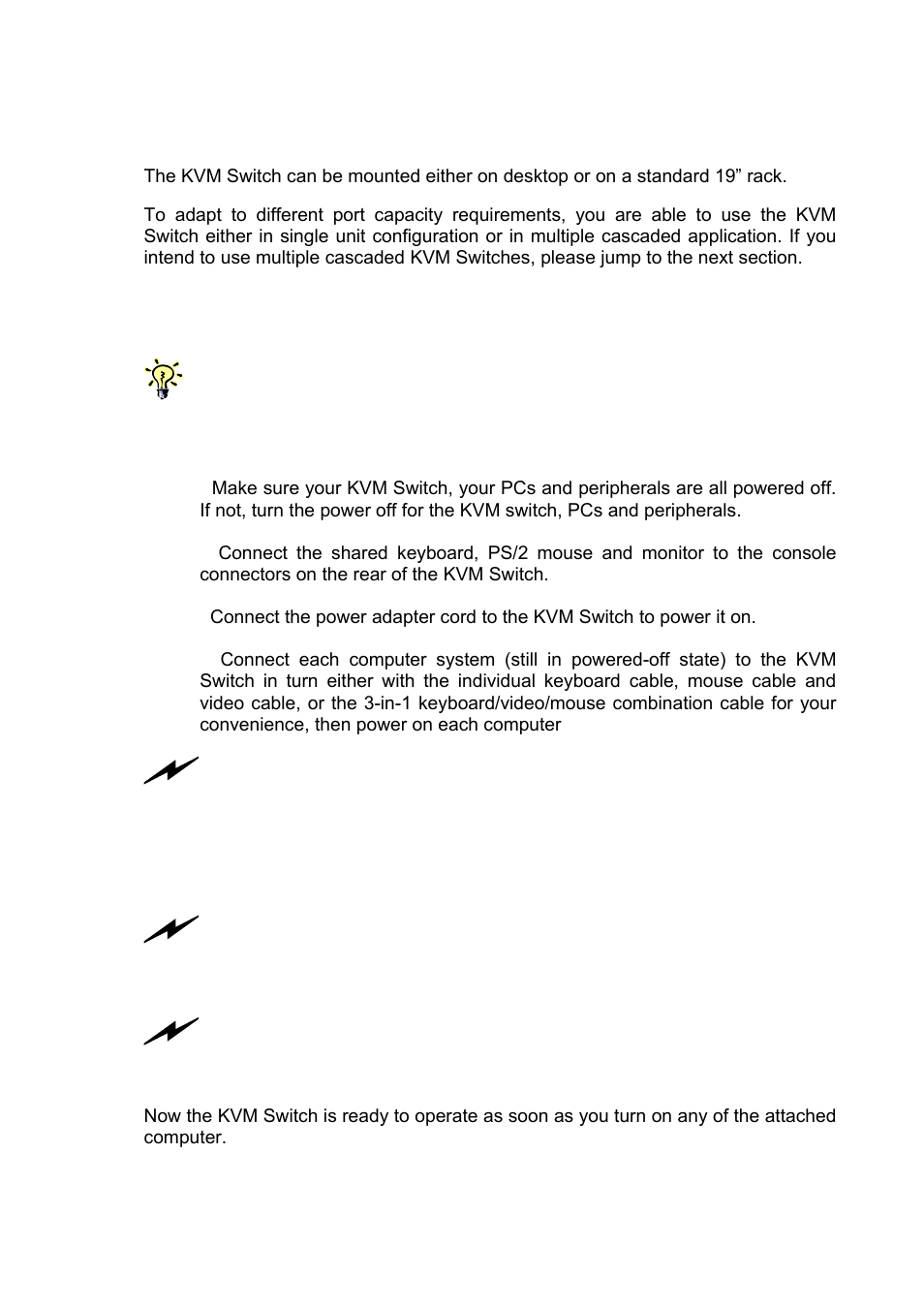 Ounting the, Kvm s, Witch | Onnect, S and, Eripherals to, Ingle, Mounting the kvm switch | C2G 32568 UKV-048OSD_088OSD_0168OSD User Manual | Page 14 / 33