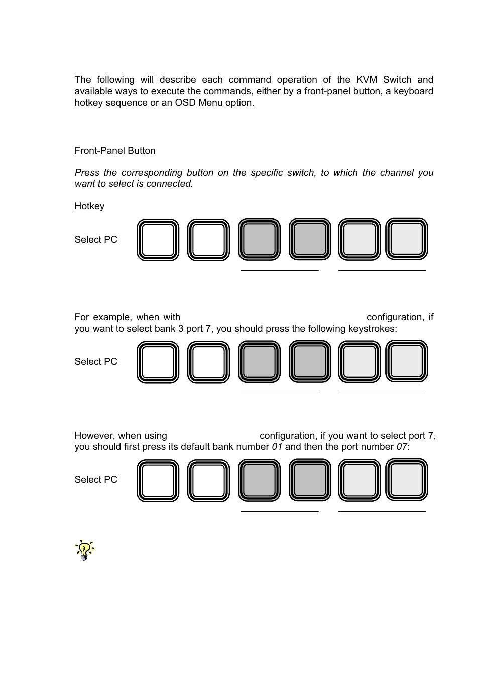 A) (y) (z) (b), Operate the switch, Select pc | C2G 32568 UKV-048OSD_088OSD_0168OSD User Manual | Page 22 / 33