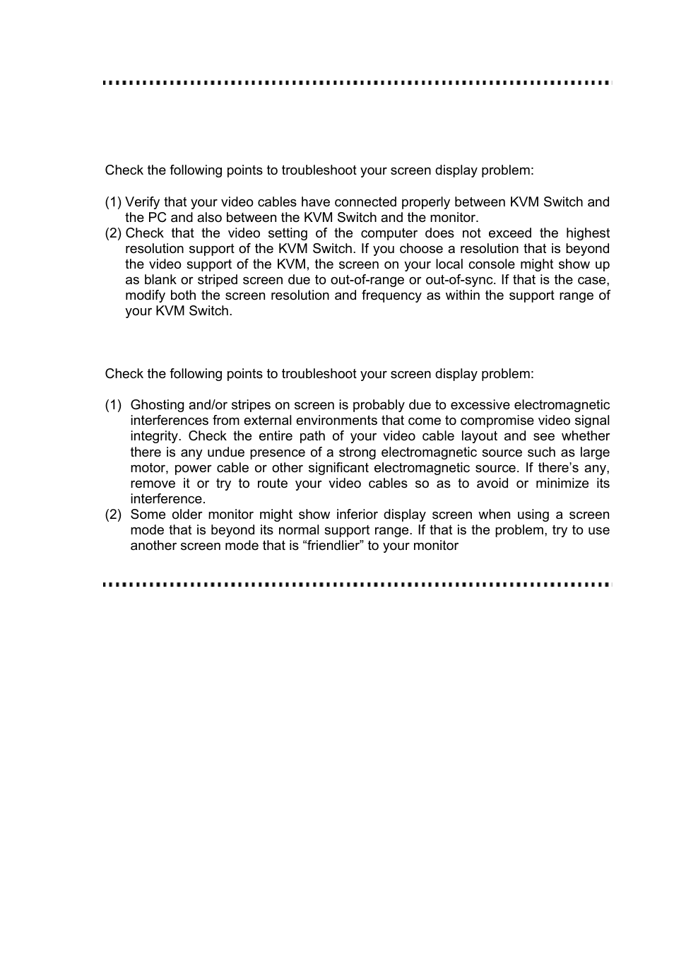 Video display problems | C2G 32568 UKV-048OSD_088OSD_0168OSD User Manual | Page 33 / 33
