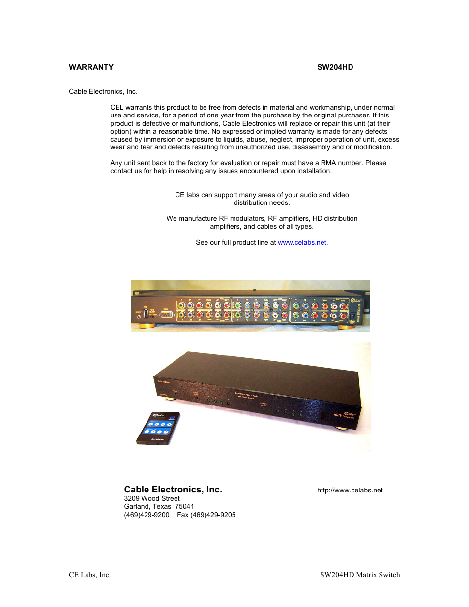 Cable electronics, inc | C2G 40473 4 x 2 Matrix HDTV SWITCH User Manual | Page 5 / 9