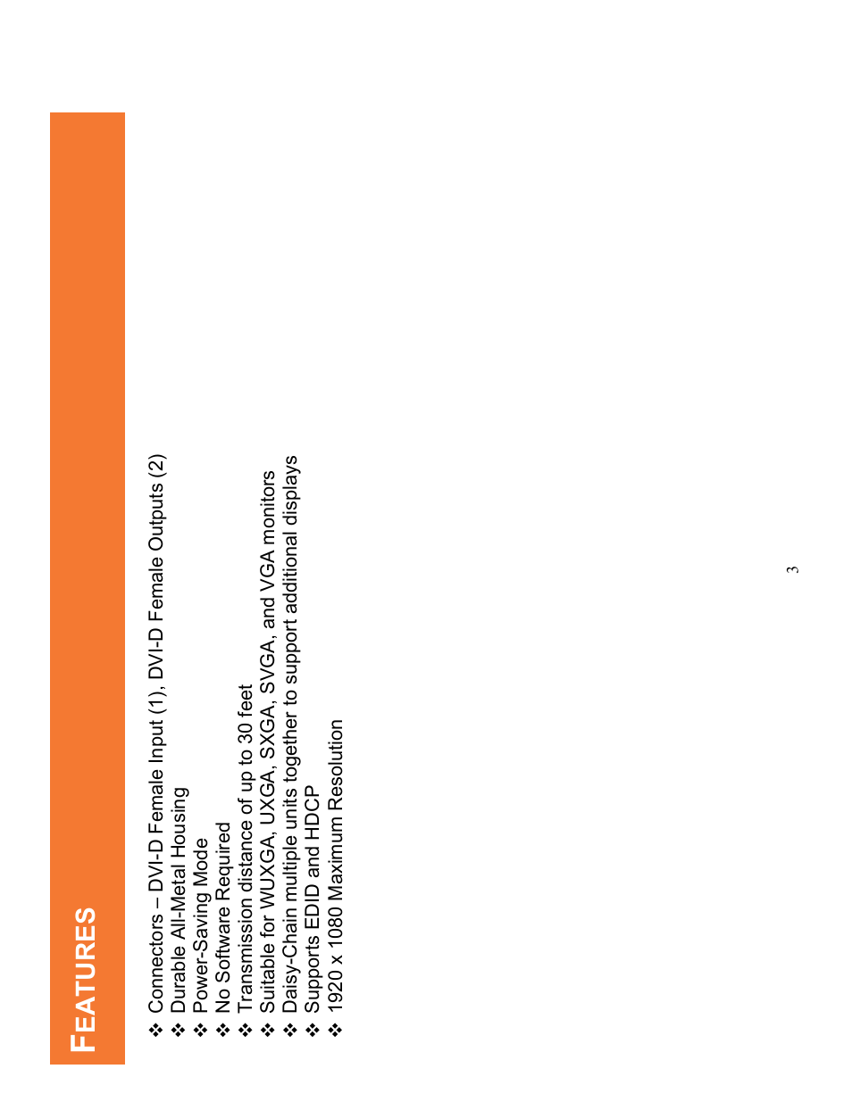 Eatures | C2G 40312 DVI-D Monitor SPLITTER_EXTENDER User Manual | Page 4 / 12