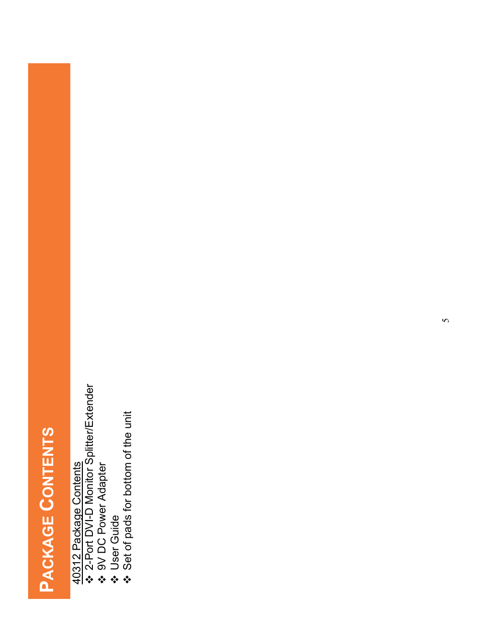Ackage, Ontents | C2G 40312 DVI-D Monitor SPLITTER_EXTENDER User Manual | Page 6 / 12